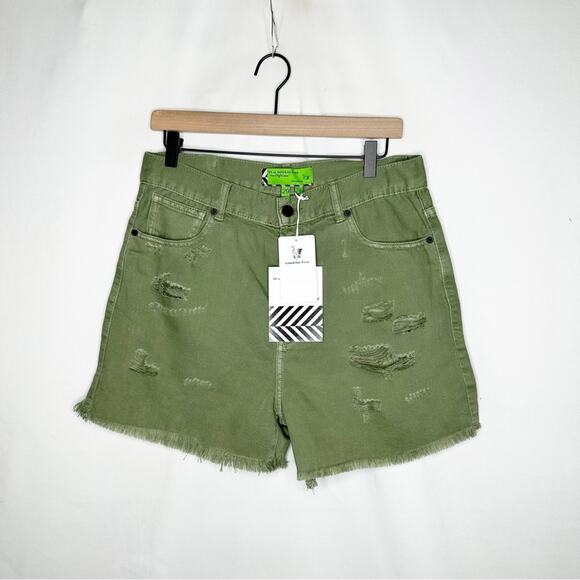 SANDRINE ROSE Army Green Short Shorts NWT in Size 29 - Picture 2 of 7